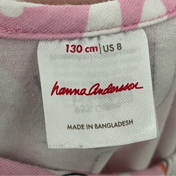 Hanna Andersson 8 130cm Tiered Skater 0293 Happy Bunny On Pink Dress - Picture 3 of 9